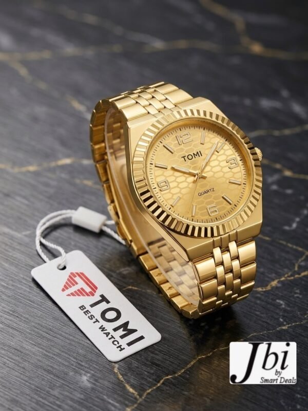 “TOMI Luxury Gold Analog Quartz Watch”