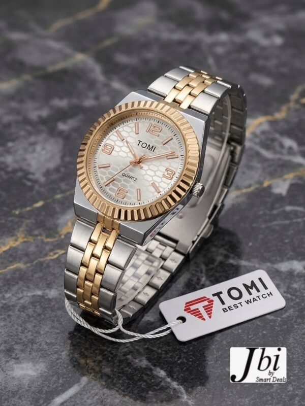 “TOMI Luxury Gold Analog Quartz Watch”